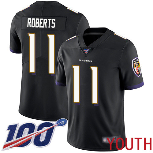 Baltimore Ravens Limited Black Youth Seth Roberts Alternate Jersey NFL Football #11 100th Season Vapor Untouchable->youth nfl jersey->Youth Jersey